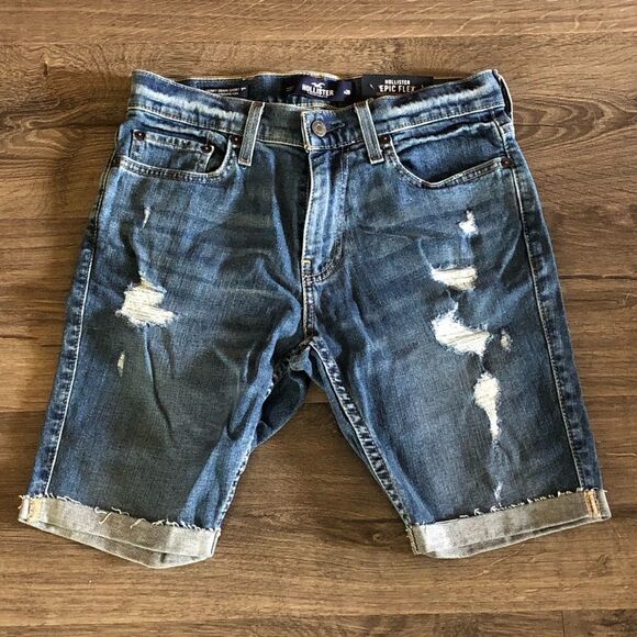 𝅺hollister Epic Flex skinny denim Bermuda shorts size 28 - Picture 1 of 7